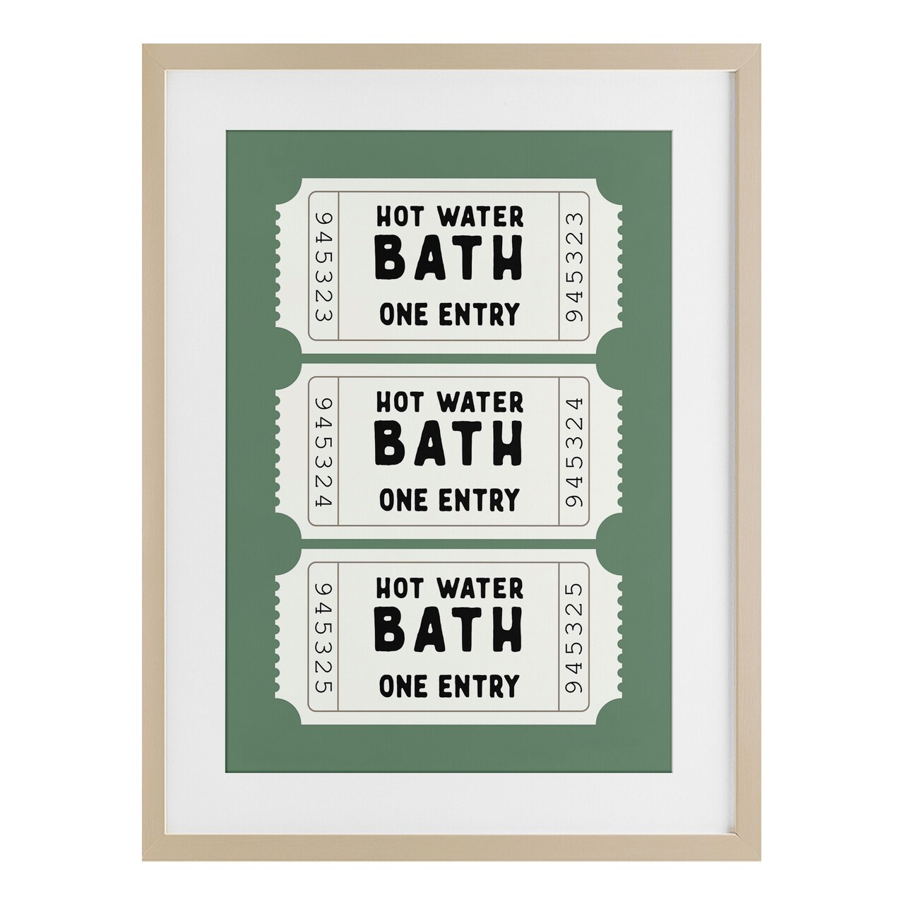 Stupell Industries Hot Water Bath Ticket Framed Print Under Glass, design by Lettered and Lined